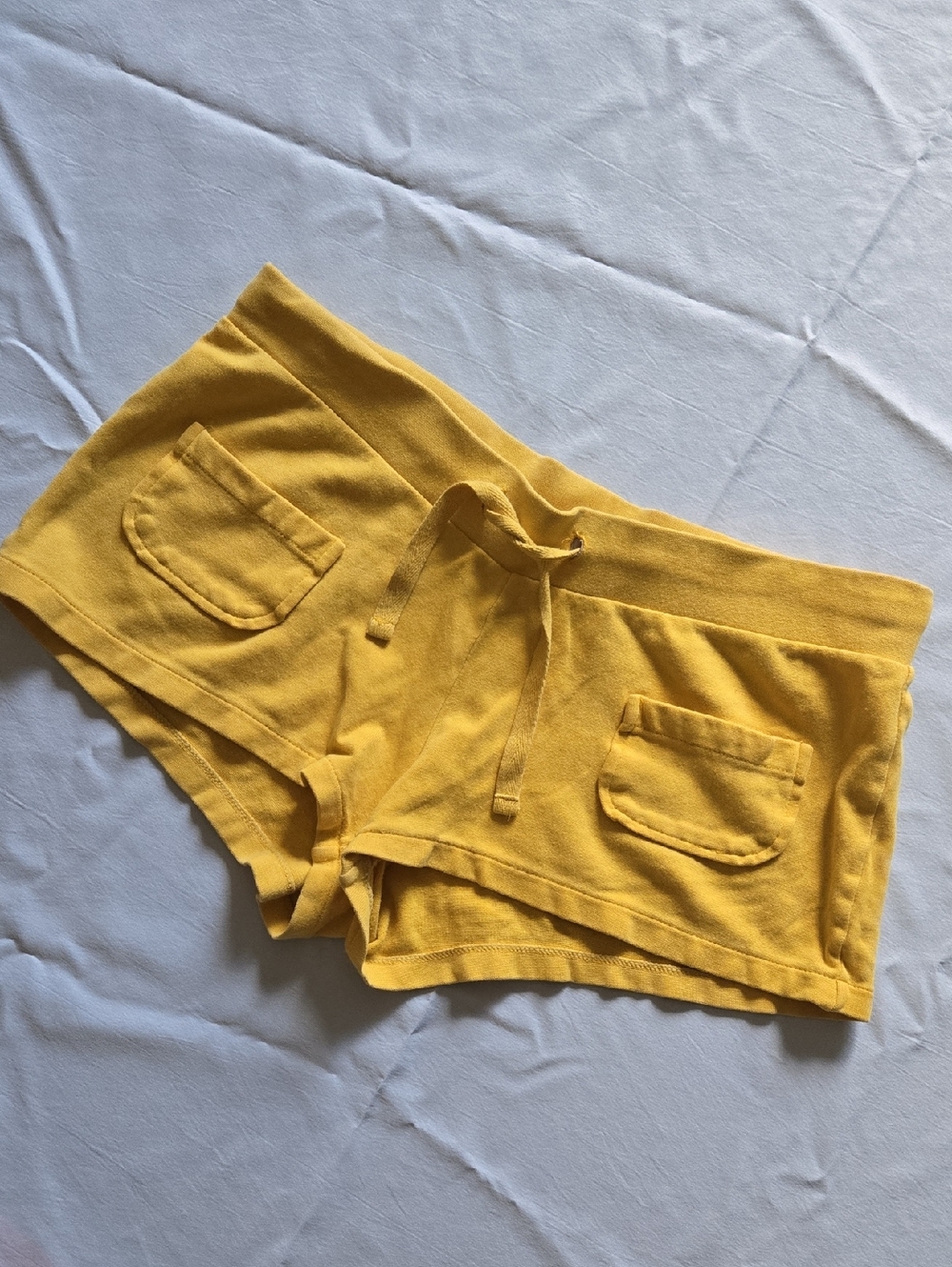 No Boundaries Mustard Yellow Drawstring Knit Lounge Shorts